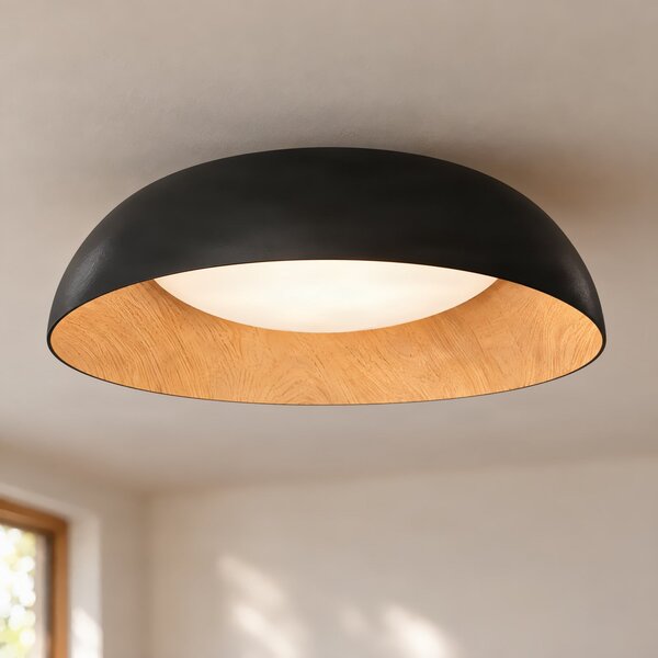 Lindby LED stropna svetilka Gracyn, črna, Ø 50 cm, stopnjevalno zatemnjevanje, zatemnjen, Črna, Dnevna soba / jedilnica, Plastika, Sodobni
