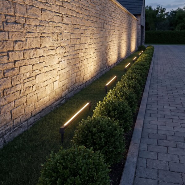 Lindby LED-zunanja svetilka Zavio, dolžina 50 cm, antracitna, IP65, Črna, Aluminij, Sodobni