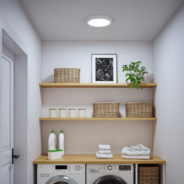 Paulmann LED-stropna svetilka Abia 2, Ø 30 cm, bela, CCT, Bela, Dnevna soba / jedilnica, Plastika, Sodobni