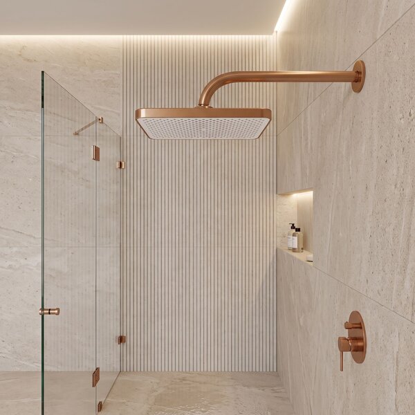Pravokotna naglavna prha REA JS-032 Brushed Copper