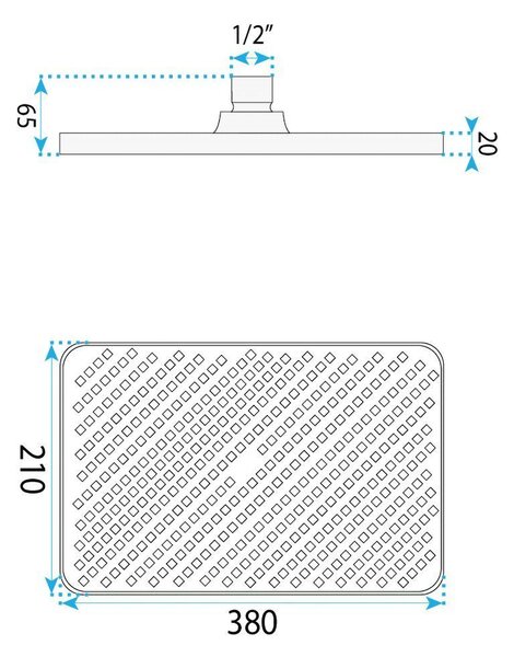 Pravokotna naglavna prha REA JS-032 Chrome
