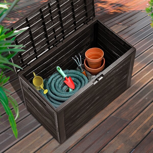 Škatla za shranjevanje WOODEBOX - 190L, 78x44x55cm, temno rjava Prosperplast