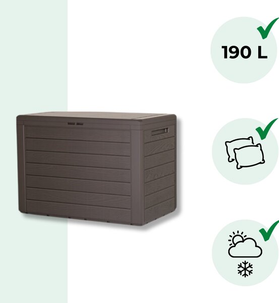 Škatla za shranjevanje WOODEBOX - 190L, 78x44x55cm, temno rjava Prosperplast