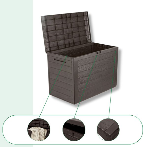 Škatla za shranjevanje WOODEBOX - 190L, 78x44x55cm, temno rjava Prosperplast