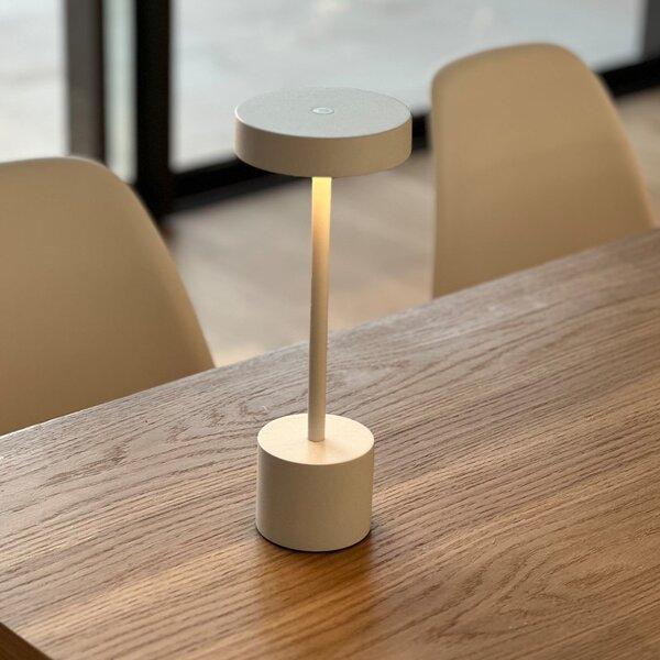 Lumisky LED namizna svetilka na baterije Roby, bela, višina 30 cm, IP54, zatemnjen, Bela, Aluminij, Sodobni