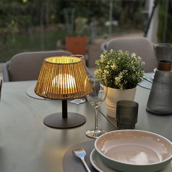 Lumisky LED namizna svetilka na baterije Raffy, antracitna/svetlo rjava, višina 22 cm,, zatemnjen, Črna, Kovina