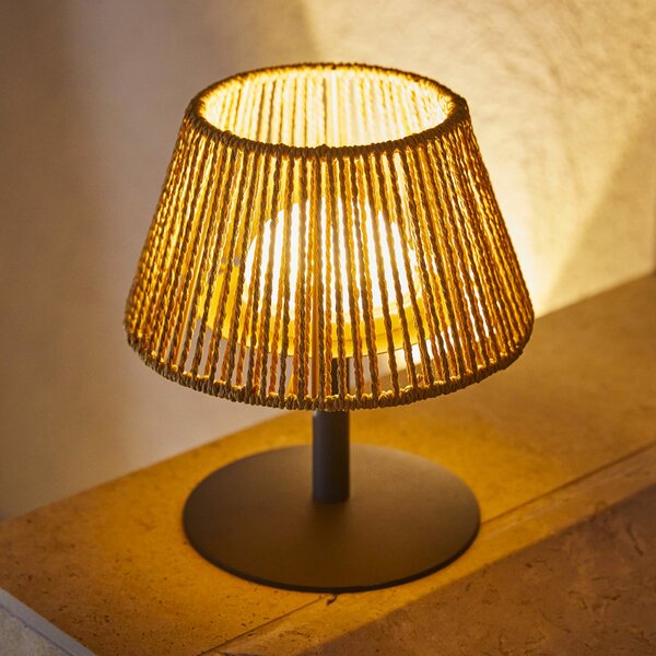 Lumisky LED namizna svetilka na baterije Raffy, antracitna/svetlo rjava, višina 22 cm,, zatemnjen, Črna, Kovina