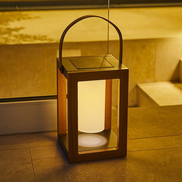 Lumisky LED-sončna svetilka Seraphina, v barvi tikovine, višina 32 cm, kovinska, Les, Kovina