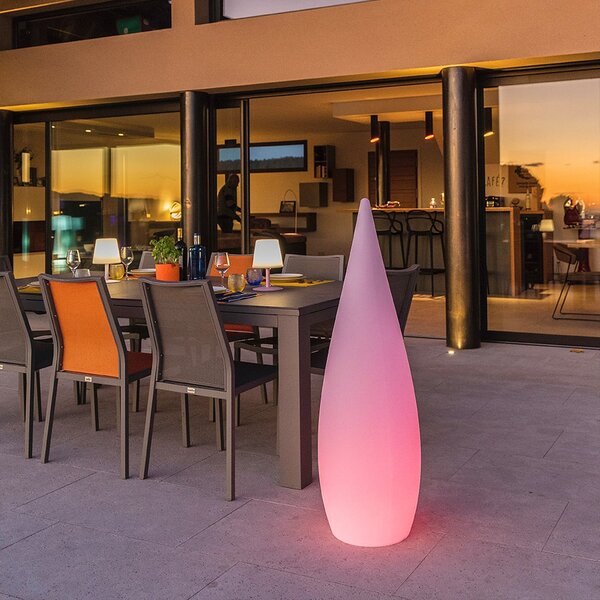 Lumisky LED-terasa svetilka na baterije Classy, bela, višina 120 cm, RGBW, Bela, Plastika