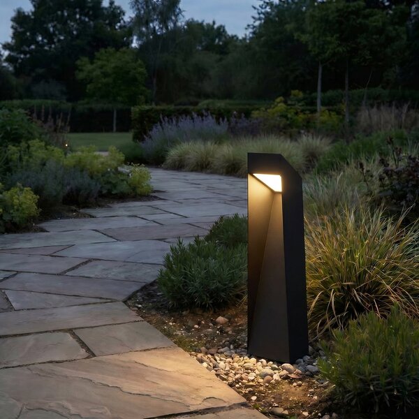 Lucande LED-svetilka za podnožje Louran, 55 cm, črna, svetloba navzgor/navzdol, Črna, Aluminij, Sodobni