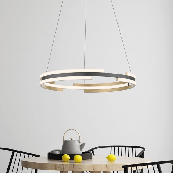 Q-Smart-Home Paul Neuhaus Q-Beluga LED viseče svetilo, medenina, zatemnjen, Zlata / medeninasta, Dnevna soba / jedilnica, Kovina, Sodobni