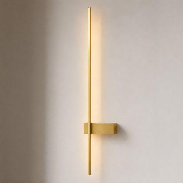 Lindby LED-stenna svetilka Natsumi, medenina, aluminij, 90 cm, Zlata / medeninasta, Dnevna soba / jedilnica, Aluminij, Sodobni
