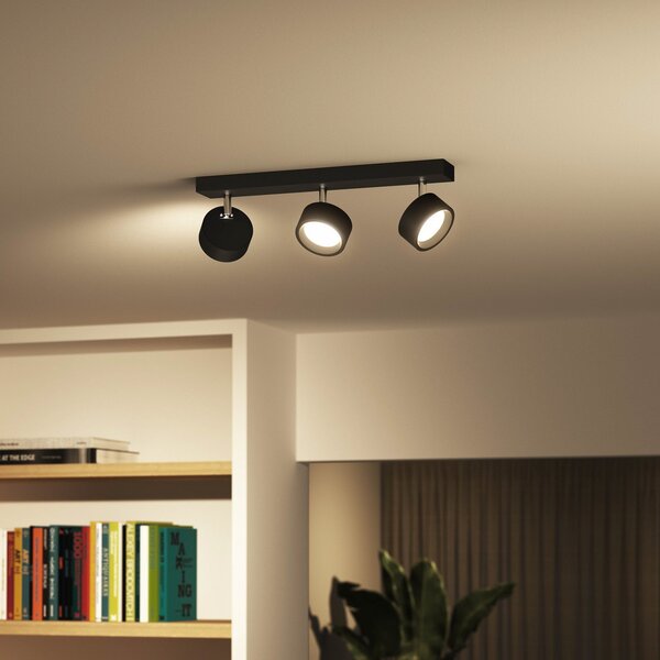 Philips Bracia LED stropni reflektor s tremi žarnicami, črn, Črna, Dnevna soba / jedilnica, Kovina, Sodobni