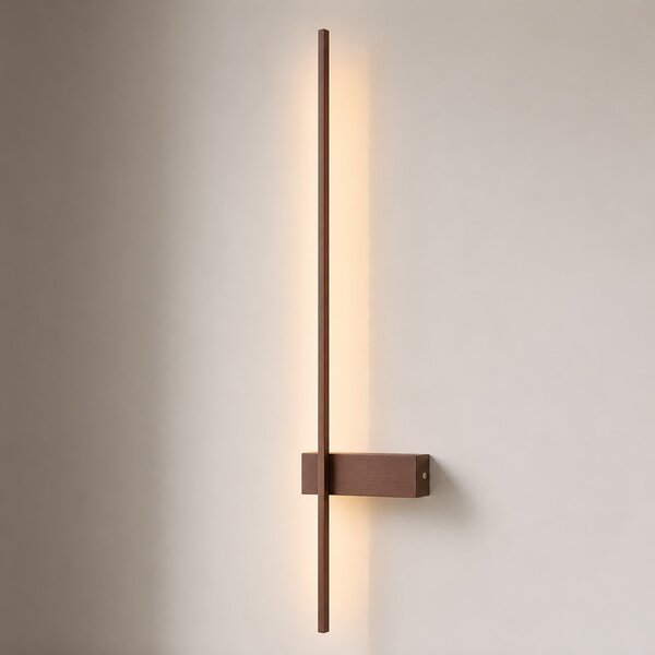 Lindby LED-stenna svetilka Natsumi, rjava, aluminij, 90 cm, Rjava / rjasta, Dnevna soba / jedilnica, Aluminij, Sodobni