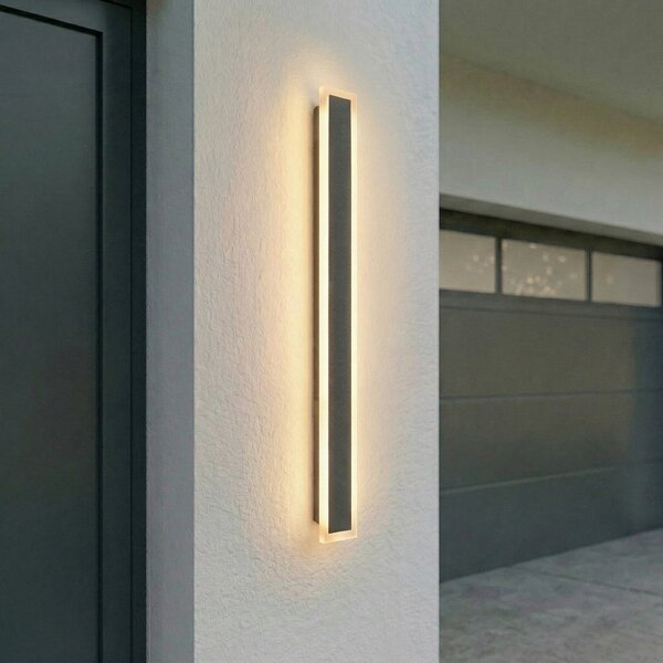 Lucande LED-stenna svetilka za zunanjo uporabo Ilora, črna, 100 cm, CCT, IP65, Črna, Nerjaveče jeklo, Sodobni