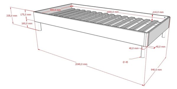 Postelja iz masivnega hrasta brez vzglavja z letvenim dnom 90x200 cm v naravni barvi Forrest – Vipack