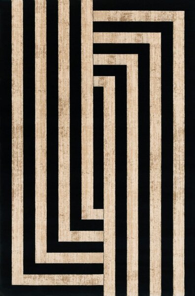 Črna/bež volnena preproga 133x190 cm Agnus Art Deco II – Agnella