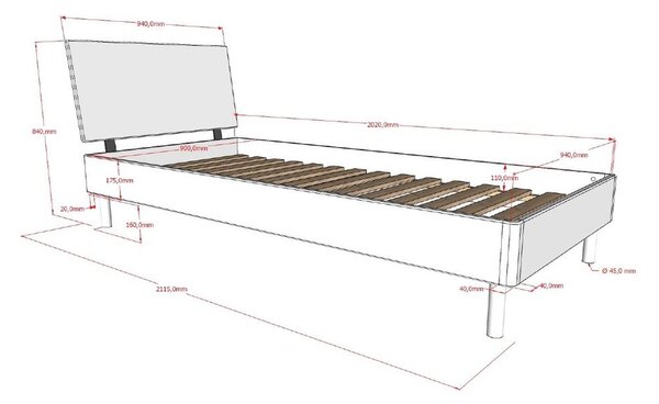 Postelja iz masivnega hrasta z letvenim dnom 90x200 cm v naravni barvi Forrest – Vipack