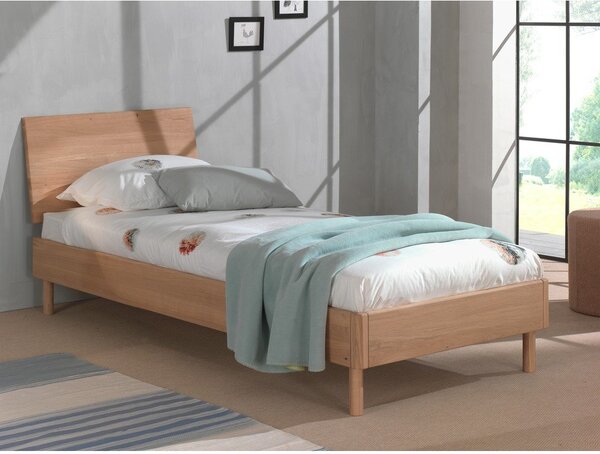 Postelja iz masivnega hrasta z letvenim dnom 90x200 cm v naravni barvi Forrest – Vipack