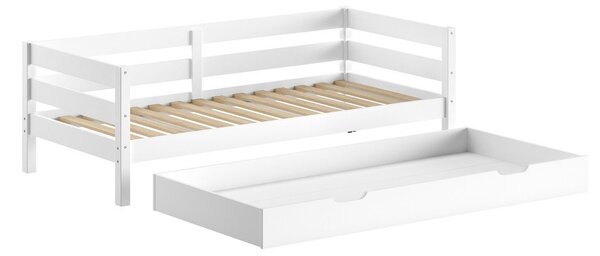 Bela otroška postelja iz masivnega bora z dodatnim ležiščem z letvenim dnom 90x200 cm Margrit – Vipack