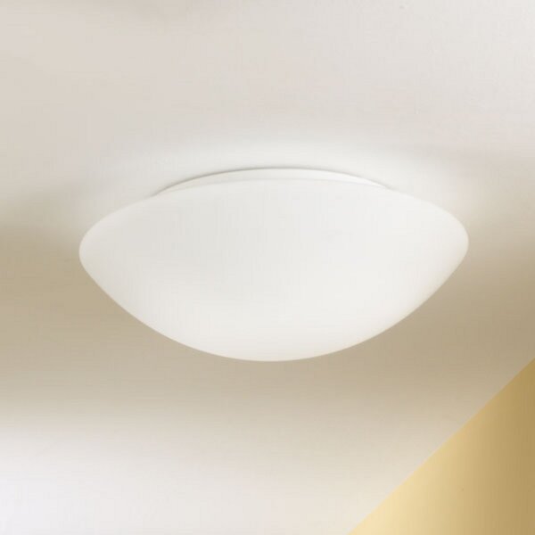 Fabas Luce Stropna svetilka Pandora, Ø 30 cm, steklo, bela, zatemnjen, Bela, Dnevna soba / jedilnica, Steklo