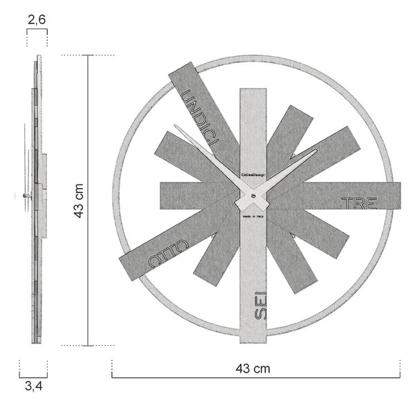 Stenska ura Astra 6 barv