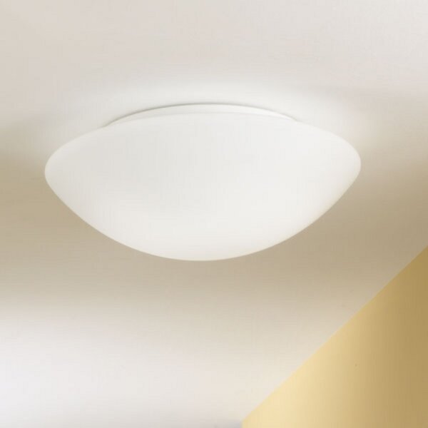 Fabas Luce Stropna svetilka Pandora, Ø 36 cm, steklo, bela, zatemnjen, Bela, Dnevna soba / jedilnica, Steklo