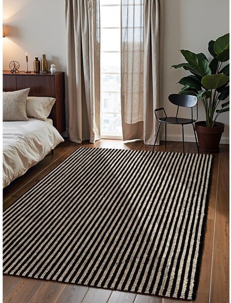 Črna ročno tkana preproga iz jute 160x230 cm Harvest Ebony – Elle Decoration