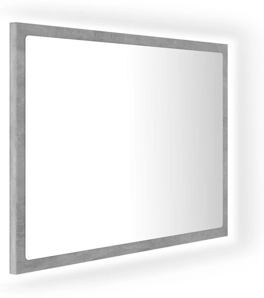 VidaXL LED kopalniško ogledalo betonsko sivo 60x8,5x37 cm akril