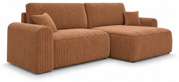 Raztegljiva obojestranska sedežna garnitura v obliki črke L NORDEN TILIA 250x140 cm, terakota