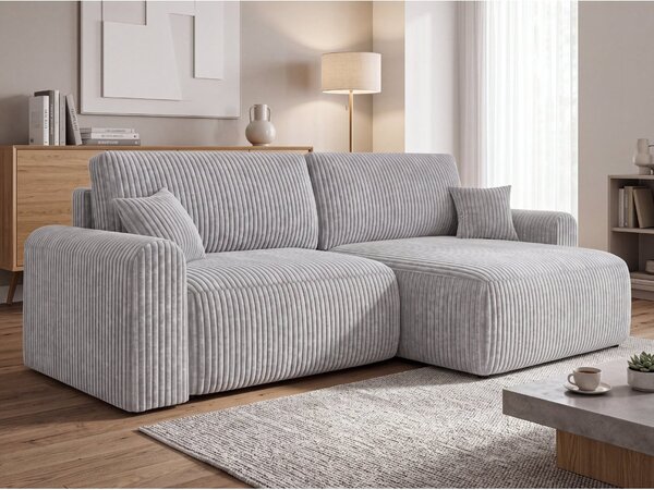 Raztegljiva obojestranska sedežna garnitura v obliki črke L NORDEN TILIA 250x140 cm, svetlo siva