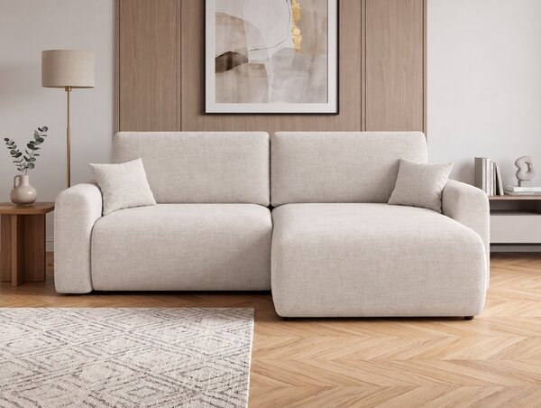 Raztegljiva dvostranska kotna sedežna garnitura NORDEN PAROS 250x140 cm, kremna
