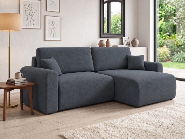 Raztegljiva obojestranska sedežna garnitura v obliki črke L NORDEN PAROS 250x140 cm, temno siva