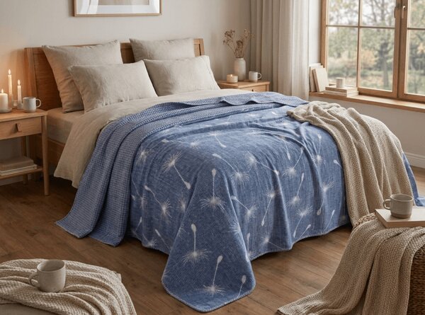 Pregrinjalo za posteljo DANDORA, modro Dimenzije: 170 x 210 cm