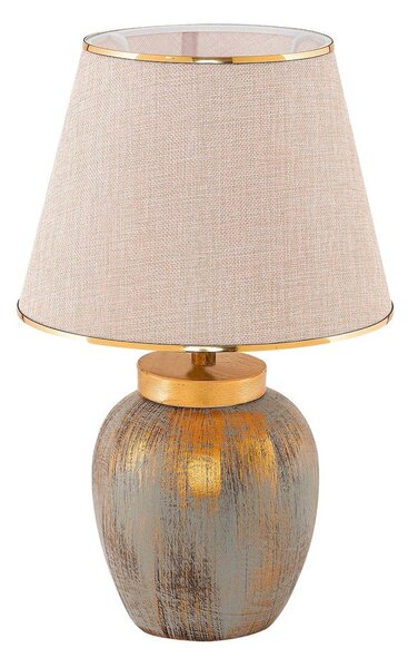 Kremno bela/v zlati barvi namizna svetilka s tekstilnim senčilom (višina 47 cm) Yakamoz – Opviq lights