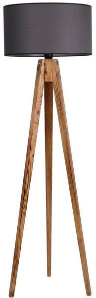 Temno siva/v naravni barvi stoječa svetilka s tekstilnim senčilom (višina 153 cm) Tripod – Opviq lights