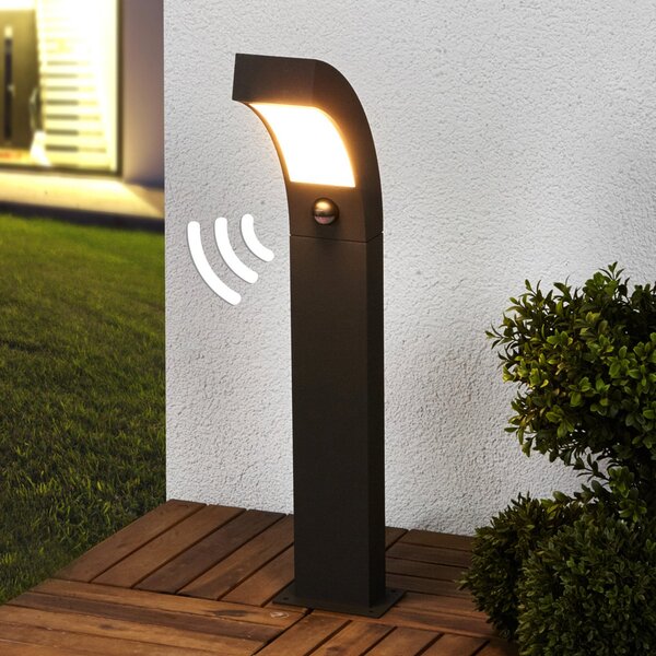 Lucande LED svetilka na podstavku Lennik, senzor, 60 cm, antracit, Črna, Aluminij, Sodobni, Zunanji stebriček / pot