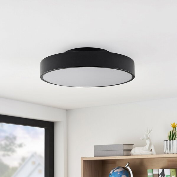 Lindby LED stropna svetilka Milada, črna, CCT, daljinski upravljalnik, zatemnjen, Črna, Dnevna soba / jedilnica, Kovina, Sodobni