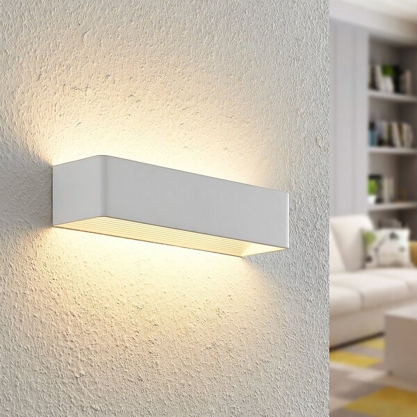 Arcchio LED stenska svetilka Karam, 37 cm, bela, kovina, gor/dol, zatemnjen, Bela, Dnevna soba / jedilnica, Aluminij, Sodobni