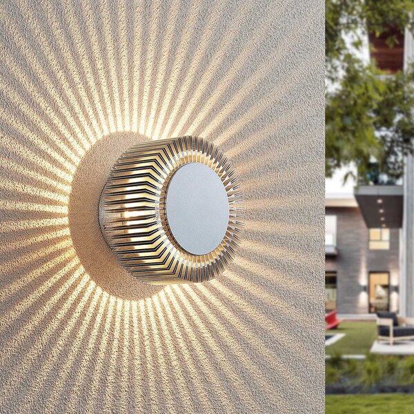 Lucande LED zunanja stenska svetilka Keany, kovinska, Ø 16 cm, IP54, Kovinska, Kopalnica, Aluminij, Sodobni