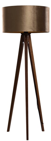 Stoječa svetilka na treh nogah, orehov les z bronastim žametnim odtenkom 50 cm - Tripod Classic
