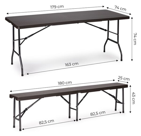 Gostinska miza 180 cm + 2 klopi - RATAN