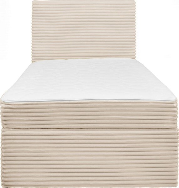 POSTELJA Z VZMETNICO 100 cm x 200 cm , les, tekstil bež