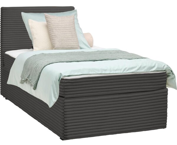 POSTELJA Z VZMETNICO 100 cm x 200 cm , les, tekstil siva