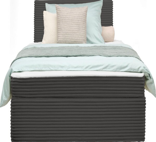 POSTELJA Z VZMETNICO 100 cm x 200 cm , les, tekstil siva