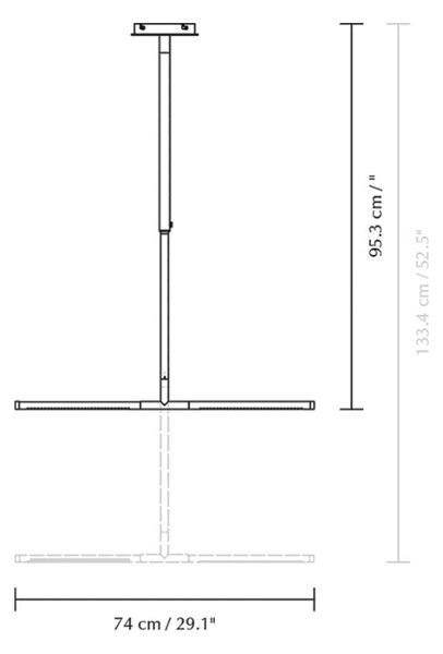 UMAGE LED viseče svetilo Omni, medeninasto, 2-svetlobno, dolžina 74 cm