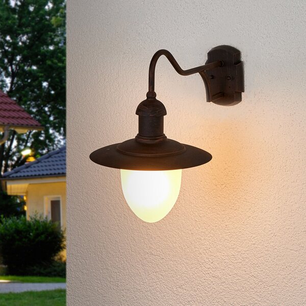 Lucide Zunanja stenska svetilka Aruba, Ø 25 cm, rjasto rjava, zatemnjen, Rjava / rjasta, Kovina, Podeželska hiša / Rustikalna