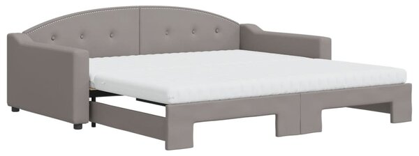 VidaXL Izvlečna dnevna postelja z vzmetnicami taupe 100x200 cm blago