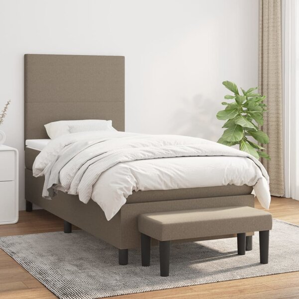 VidaXL Box spring postelja z vzmetnico taupe 90x190 cm blago