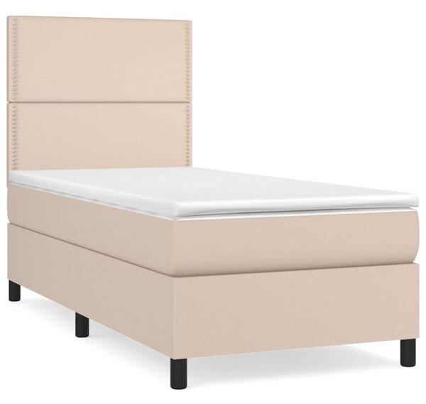 VidaXL Box spring postelja z vzmetnico kapučino 80x200 cm umetno usnje